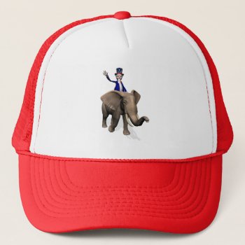 Uncle Sam Riding On Elephant Trucker Hat by Emangl3D at Zazzle