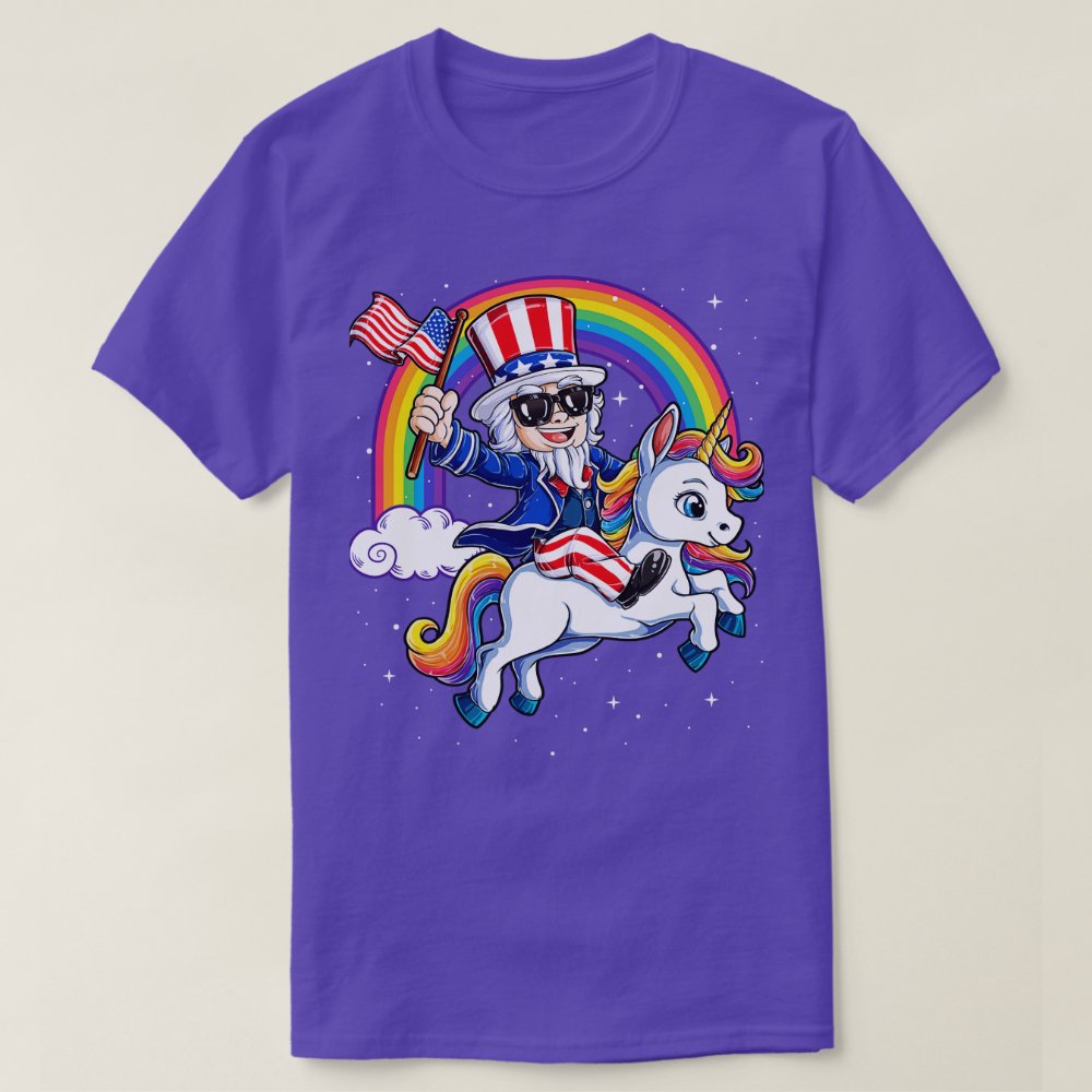 Discover Uncle Sam Riding Unicorn 4th of July for Men Women Personalized T-Shirt