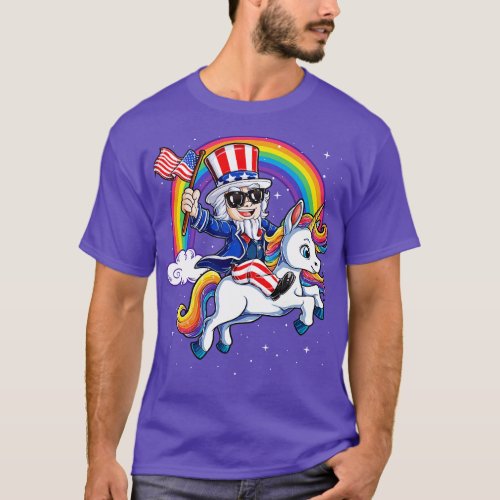 Uncle Sam Riding Unicorn 4th of July for Men Women T_Shirt