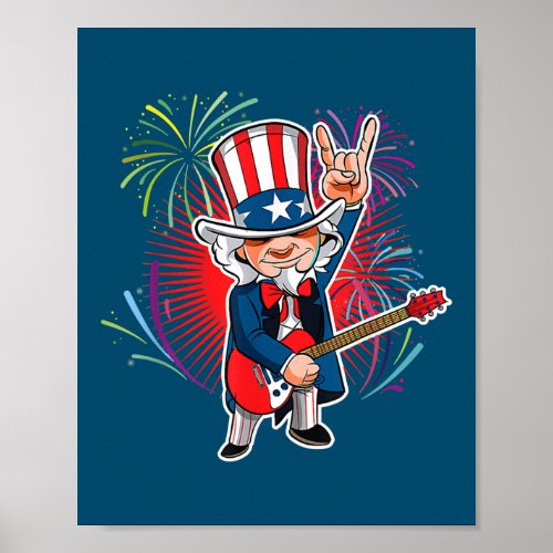 Uncle Sam Rocks Guitar 4th of July Sign Of the