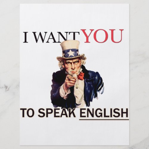 Uncle Sam said I want you to speak english Flyer