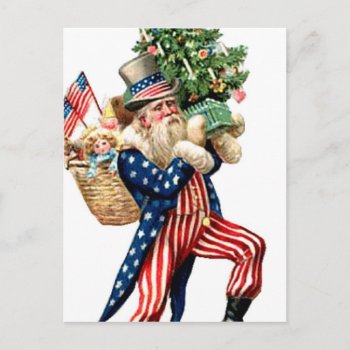Uncle Sam Santa Claus Christmas Holiday Postcard by PrintTiques at Zazzle