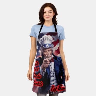 Uncle Sam says: "Do not smoke lentils" on an Apron