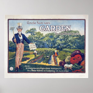 Uncle Sam says - garden to cut food costs Poster