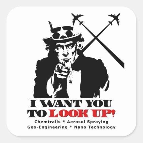 Uncle Sam says I Want You To Look Up Square Sticker