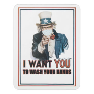 Uncle Sam says "I Want You"...To Wash Your Hands Door Sign