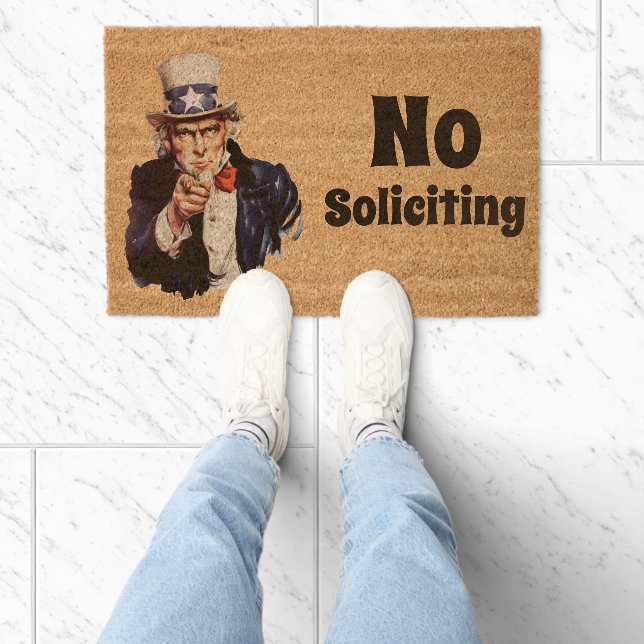 Uncle Sam Says No Soliciting Fiber Doormat (Insitu)