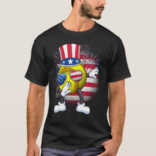 Uncle Sam Softball Ball Dabbing Indepedence Day Bo T-Shirt