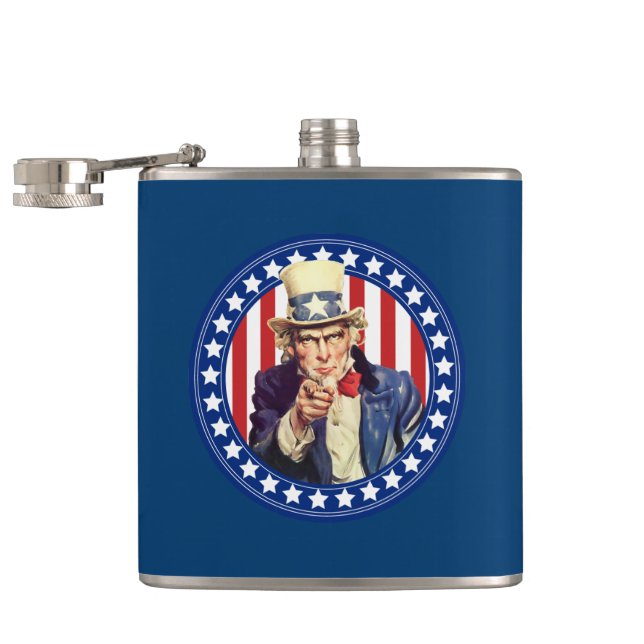 Uncle Sam Stars and Stripes Flask (Opened)
