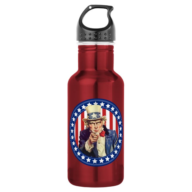 Uncle Sam Stars and Stripes Water Bottle (Front)