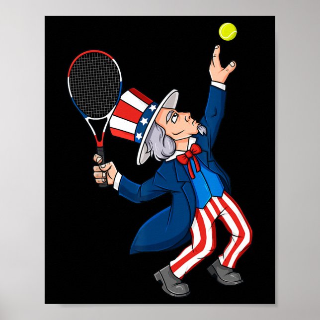 Uncle Sam Tennis 4th Of July Patriotic Boys Girls  Poster (Front)