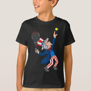 Uncle Sam Tennis 4th Of July Patriotic Boys Girls  T-Shirt