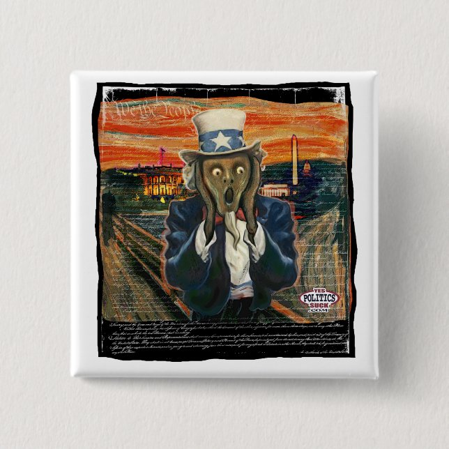 Uncle Sam The Scream by Yes Politics Suck Button (Front)