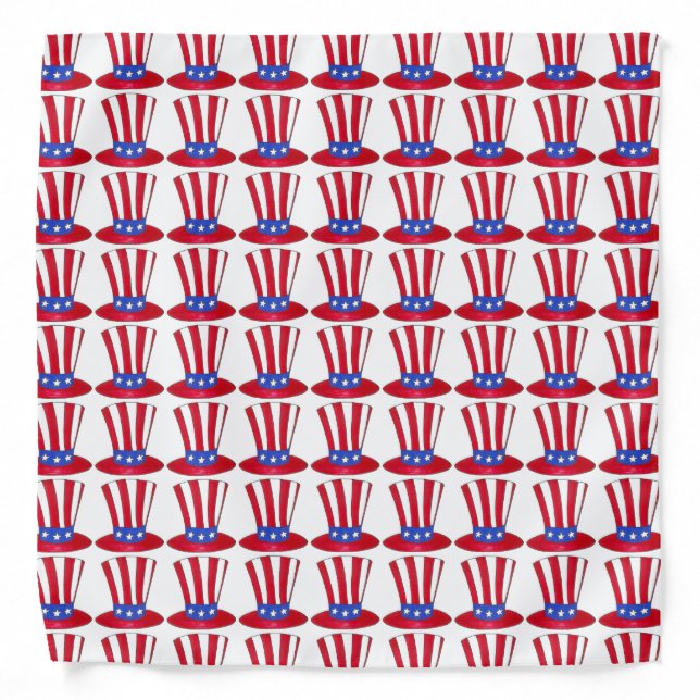Uncle Sam Tophat July 4th USA Patriotic American Bandana (Front)