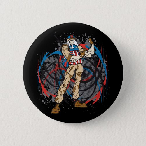 Uncle Sam Tribal Camouflage Hunter Skull Button