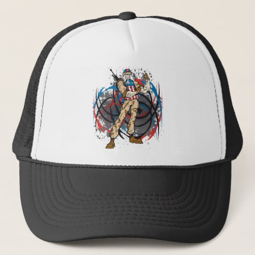 Uncle Sam Tribal Camouflage Hunter Skull Trucker Hat