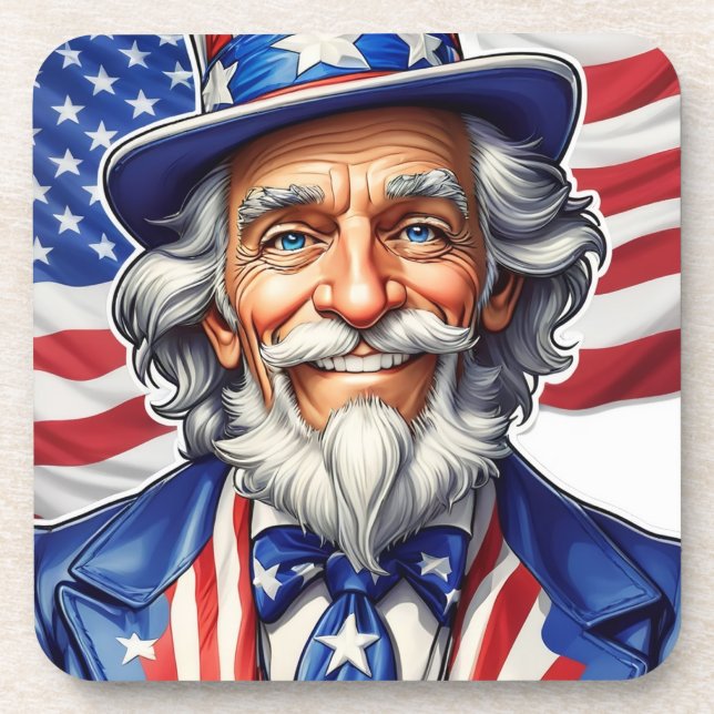 Uncle Sam USA Beverage Coaster (Front)