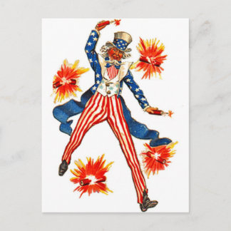 Uncle Sam USA Flag 4th of July Patriotic Vintage Postcard