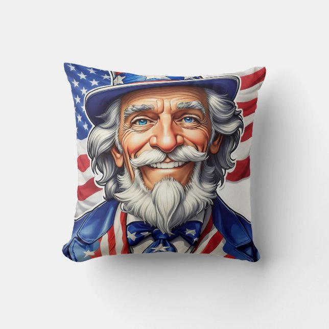 Uncle Sam USA Throw Pillow (Front)