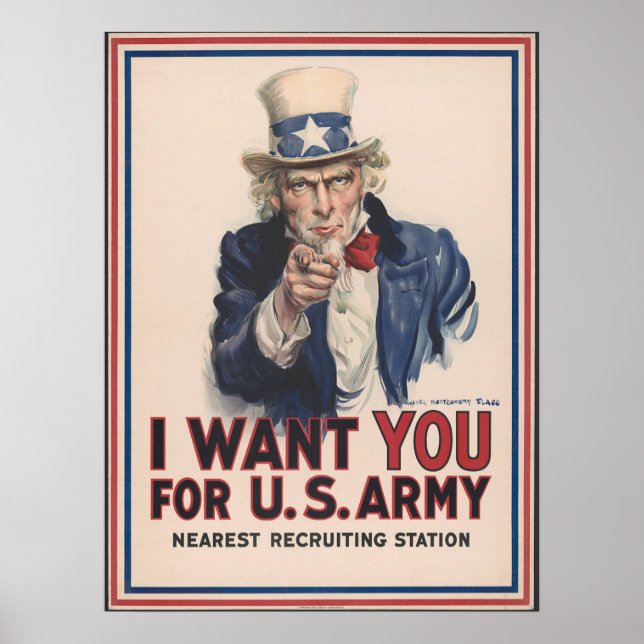 Uncle Sam Vintage Poster - I want you - U.S. Army (Front)