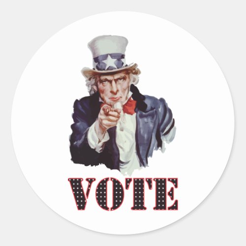 Uncle_Sam___Vote Classic Round Sticker