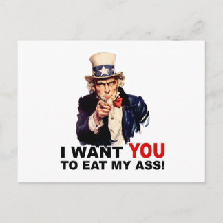 Uncle Sam WANT YOU EAT MY ASS  Postcard