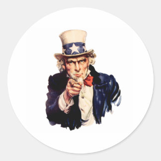Uncle Sam Wants You! Classic Round Sticker