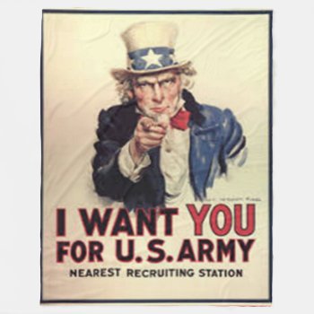 Uncle Sam Wants You Fleece Blanket by ALMOUNT at Zazzle
