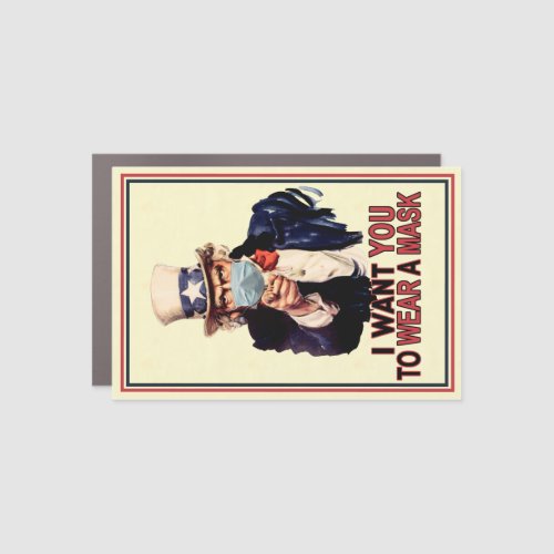 Uncle Sam Wants You to Wear a Face Mask USA Car Magnet