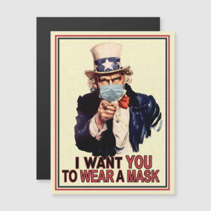 Uncle Sam Wants You to Wear a Face Mask USA Magnetic Invitation
