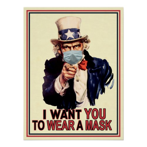 Uncle Sam Wants You to Wear a Face Mask USA Poster