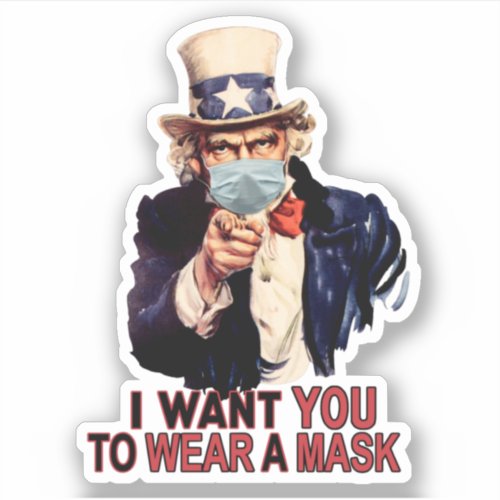 Uncle Sam Wants You to Wear a Face Mask USA Sticker