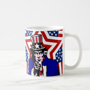 Uncle Sam with Stars & Stripes Background Coffee Mug