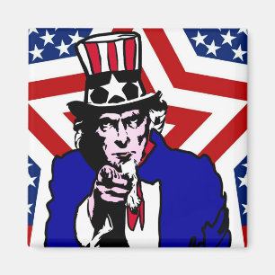 Uncle Sam with Stars & Stripes Background Magnet