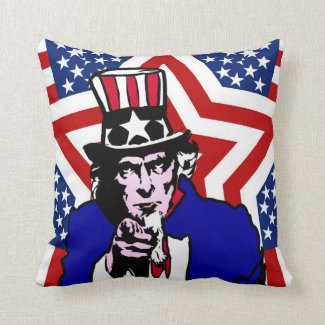 Uncle Sam with Stars & Stripes Throw Pillow