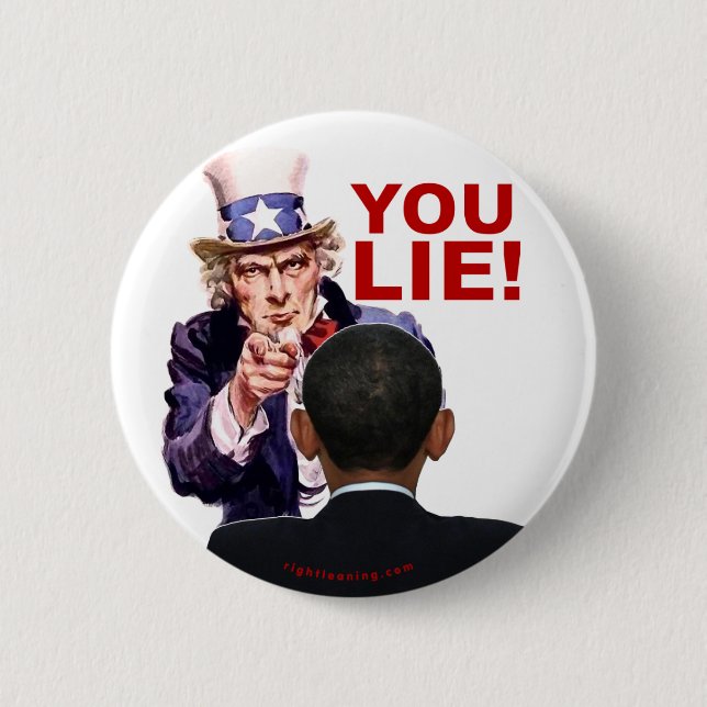 Uncle Sam You Lie Pinback Button (Front)