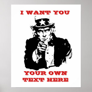 Uncle Same Poster "I want you" Custom Poster