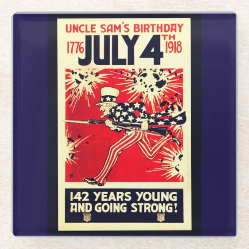 Uncle Sams 142nd Birthday Glass Coaster