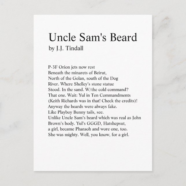 Uncle Sam's Beard Postcard (Front)