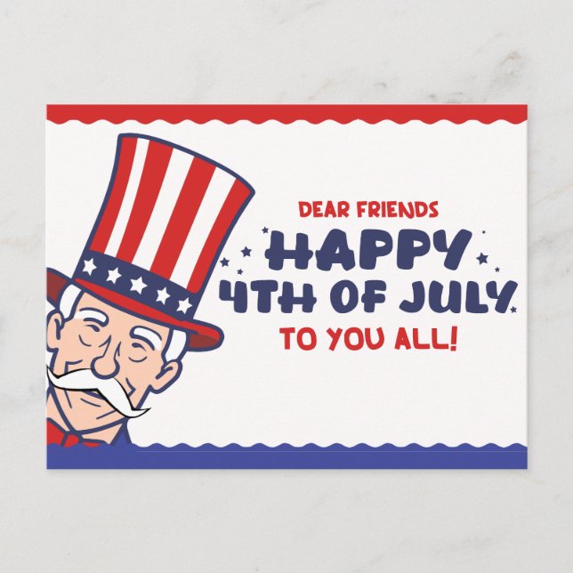 Uncle Sam's Patriotic 4th of July Holiday Postcard (Front)