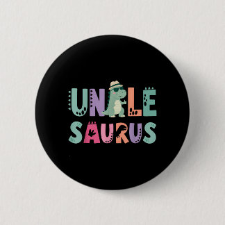 Uncle Saurus Dad Dinosaur 3rd Birthday T-Rex Button