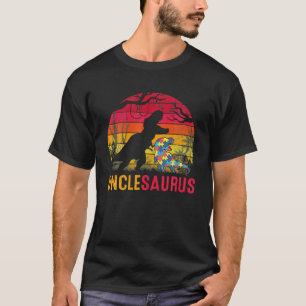 Uncle Saurus Rex Autism Awareness Funny Dinosaur T-Shirt