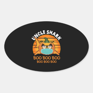 Uncle Shark Boo Boo Shirt Pumpkin Halloween Uncle Oval Sticker