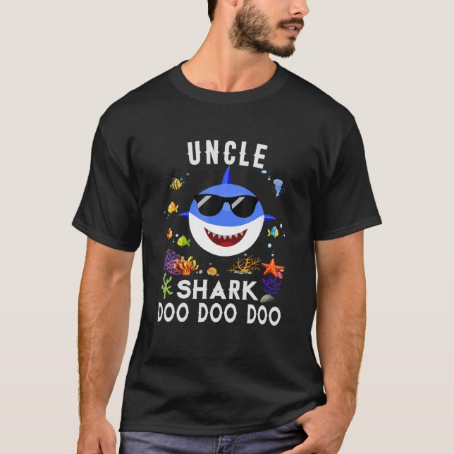 Uncle Shark Doo Doo T Matching Family Shark Gift T-Shirt (Front)
