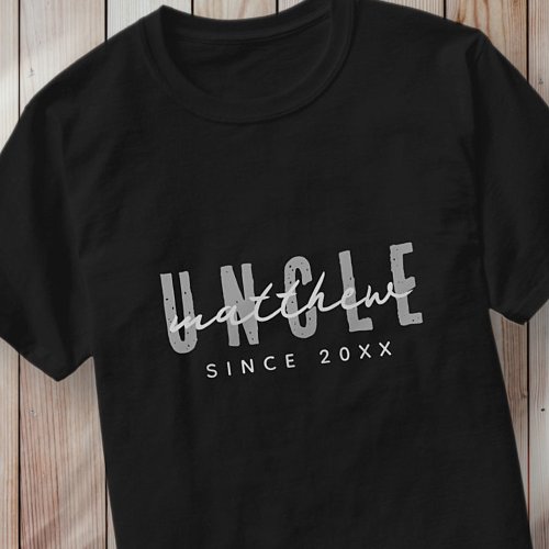 Uncle Since 20XX Modern Elegant Simple T_Shirt