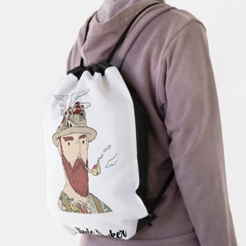 Uncle Smoker cartoons characters animated Drawstring Bag