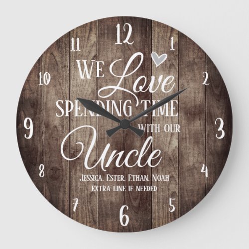 Uncle Spending Time with Custom Name Large Clock