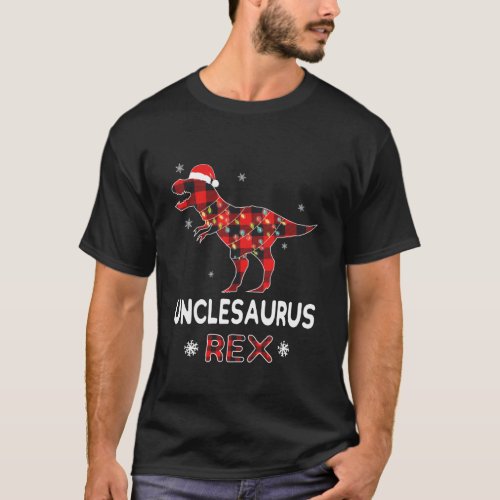 Uncle T_Rex Red Plaid Buffalo Christmas Dinosaur T_Shirt