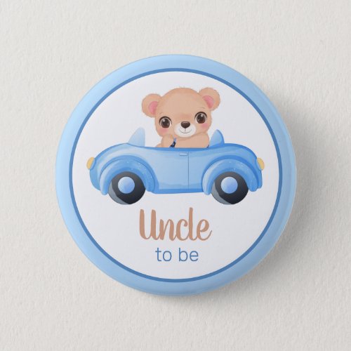 Uncle To Be Bear Boy Baby Shower Button