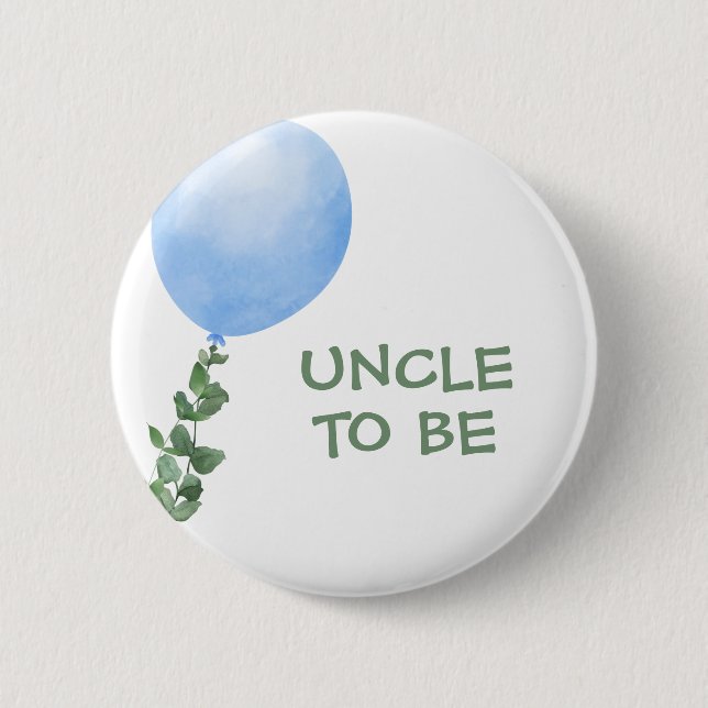 Uncle to be Blue Balloon Baby Shower Button (Front)